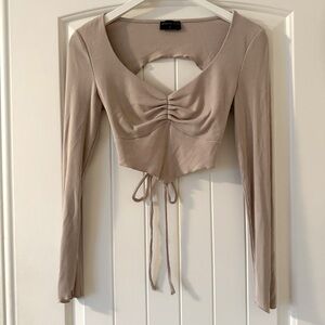 White Fox Long Sleeve Crop Top